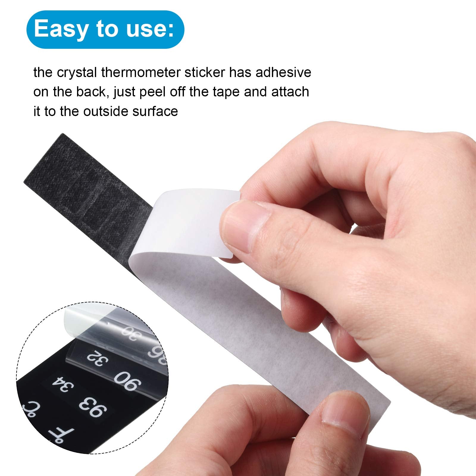 Zonon thermometer strip adhesive back enables quick, clean surface attachment