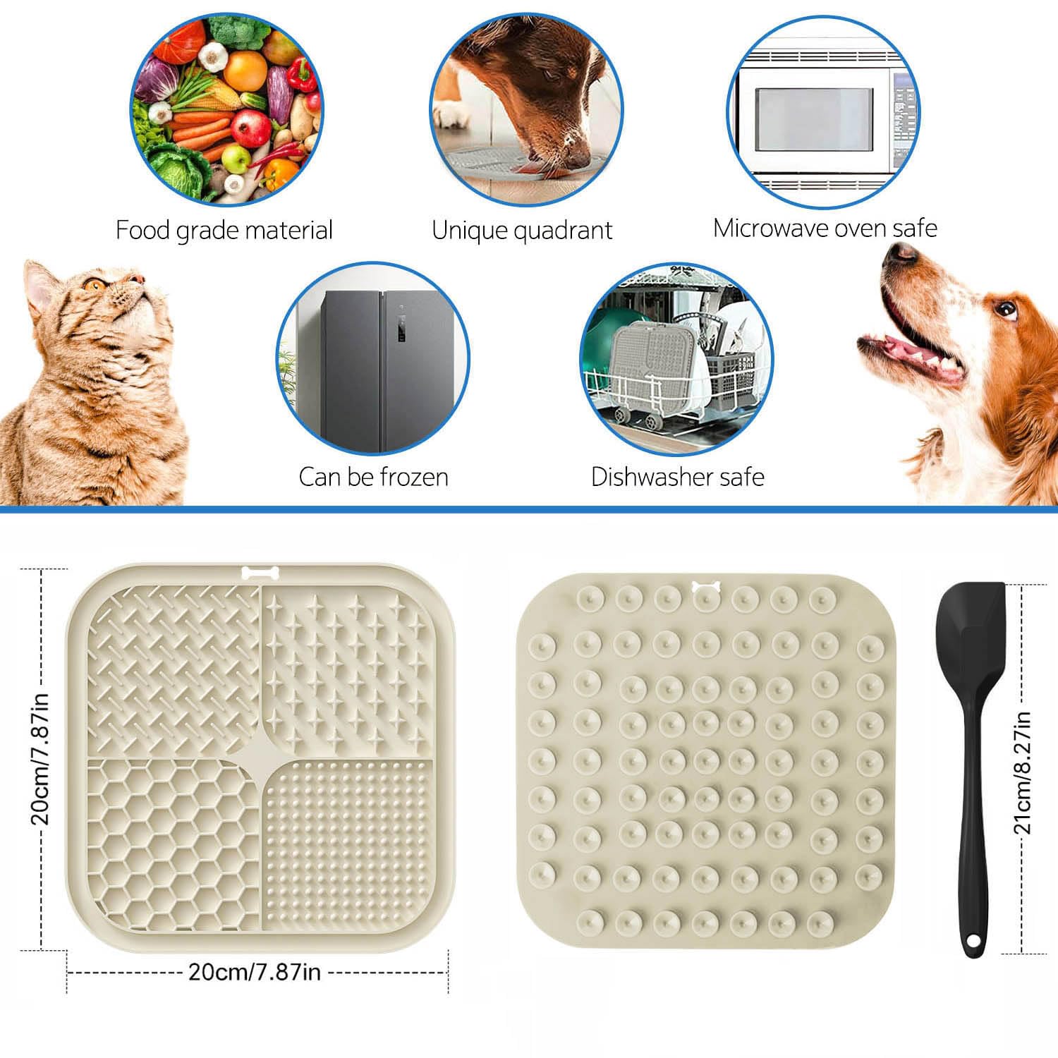 Zonopy Licking Mat suction cups on back secure to smooth surface during grooming