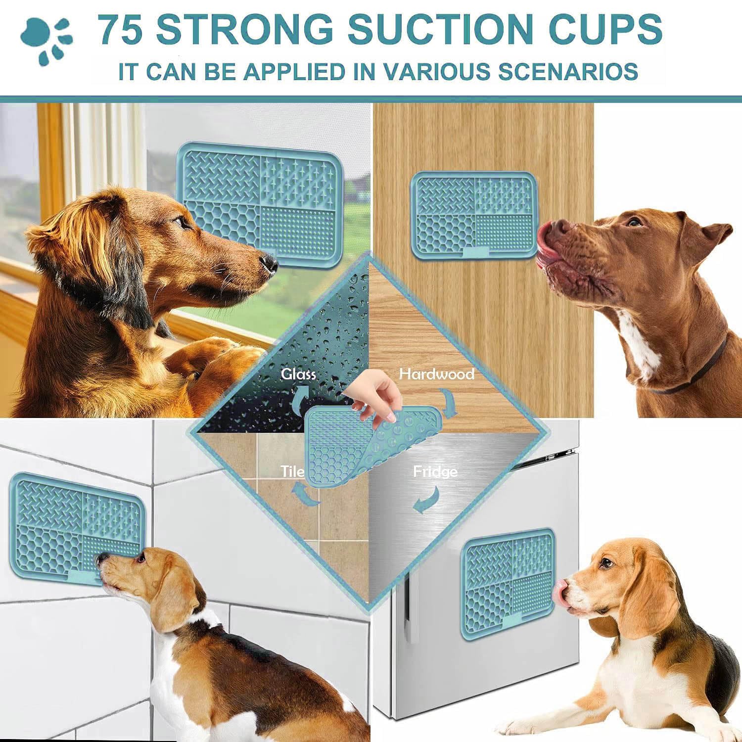 Zonopy licking mat with treats like yogurt and peanut butter for extended play