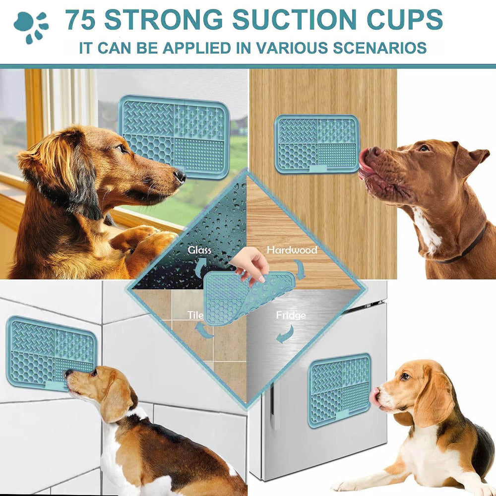 Zonopy licking mat with treats like yogurt and peanut butter for extended play