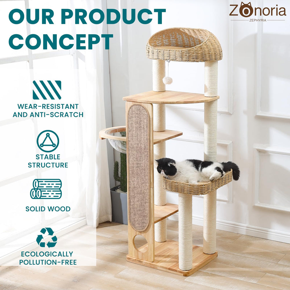 Zonoria Zephyria thick 8cm sisal posts support vigorous climbing and scratching.