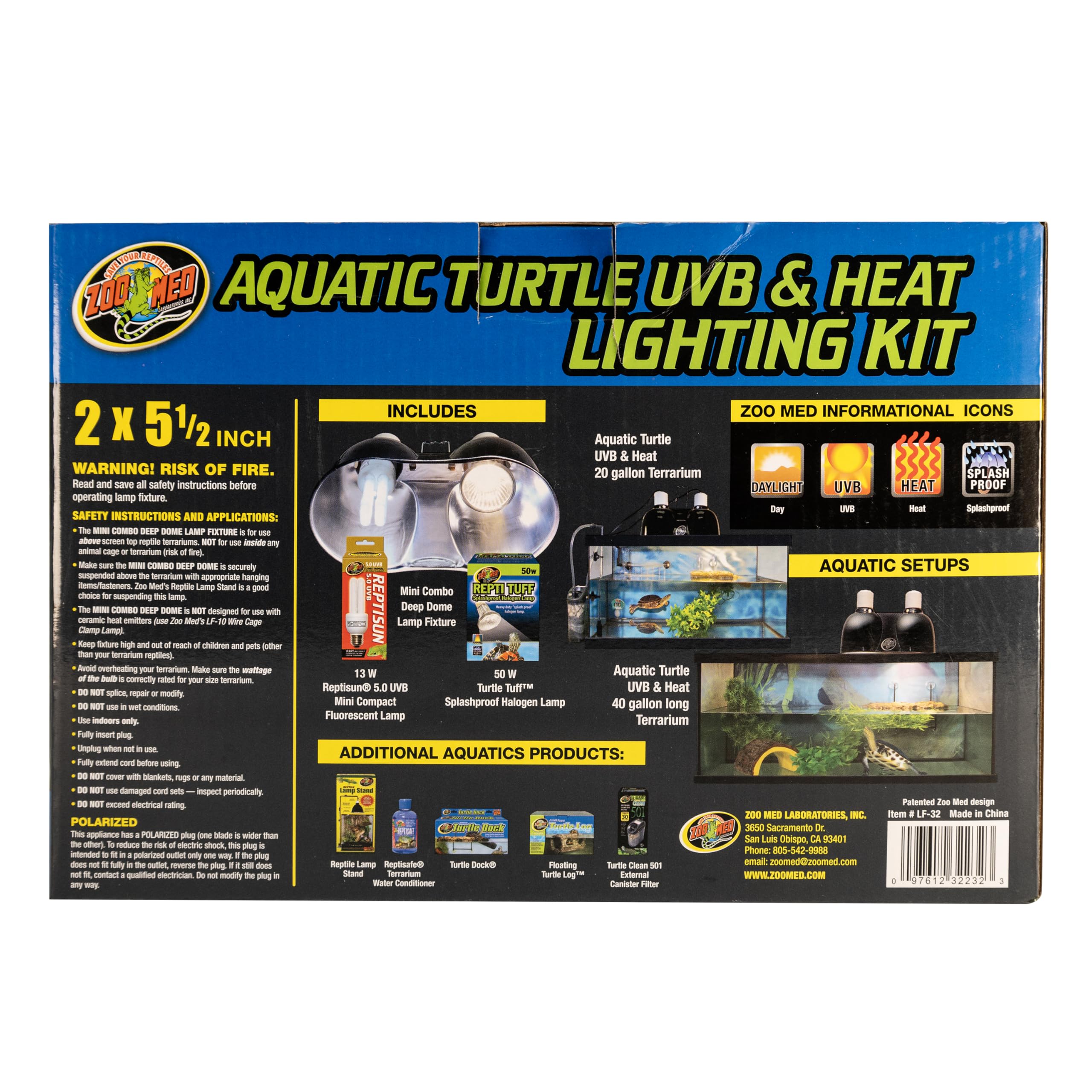 Zoo Med 100W Power Sun UV lamp provides UVB for activity and shell health.