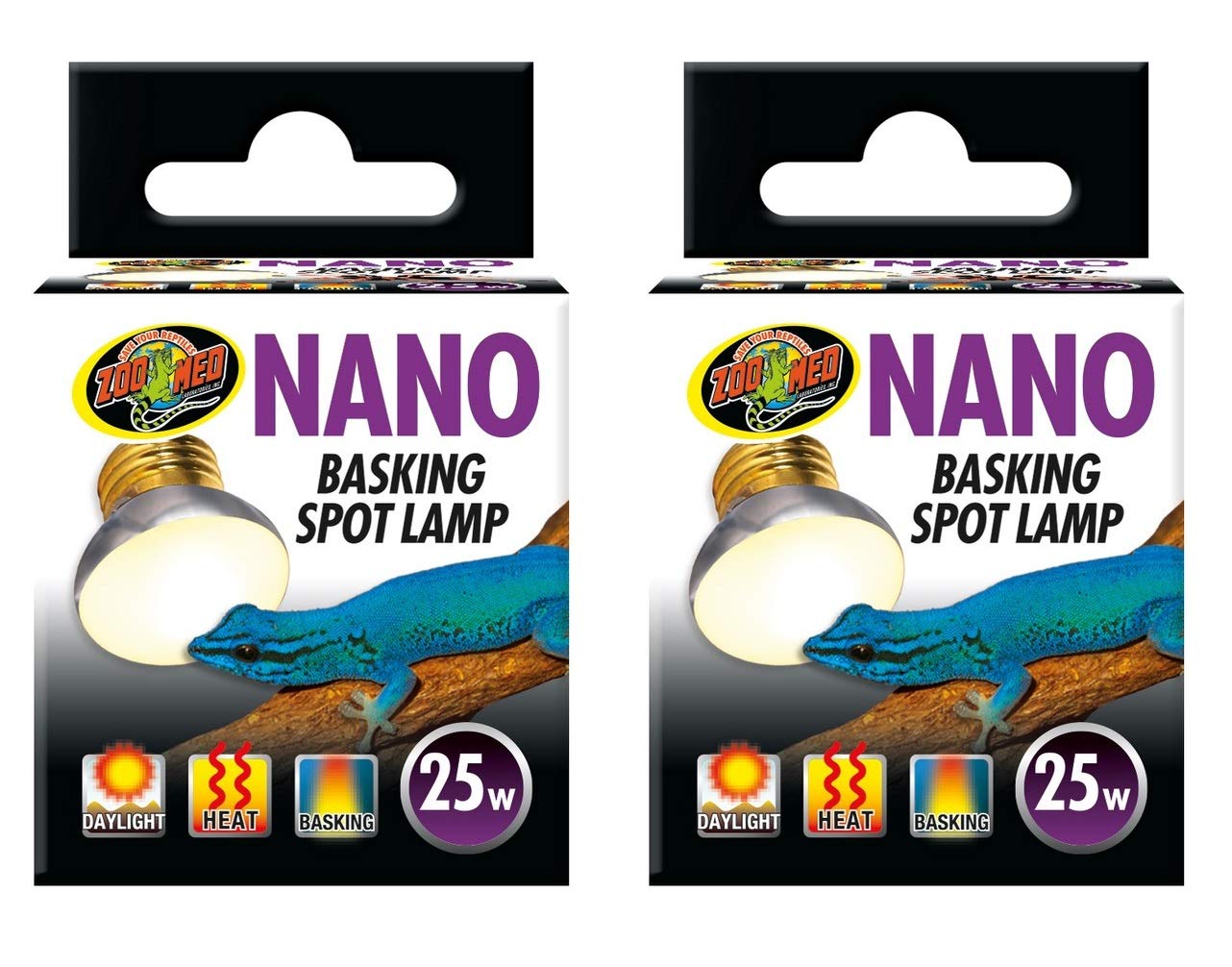 Zoo Med 25W Nano Basking Spot Lamp provides basking heat for small reptiles.