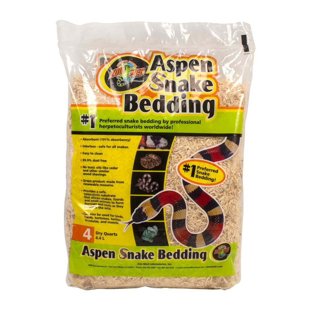 Zoo Med Aspen snake bedding package — natural, low-dust setup for reptiles.