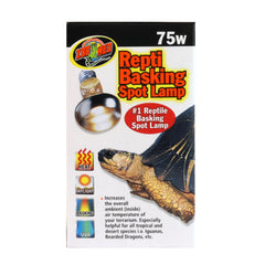 Zoo Med Basking Spot Lamp 75W Pack in-use heat beam warming basking area.