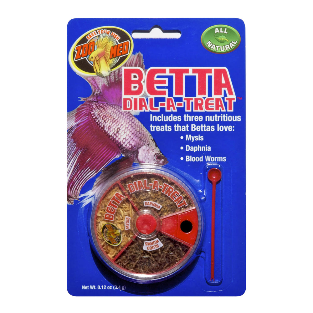 Zoo Med Betta Dial-A-Treat 3-pack 12oz offers a nutritious betta snack variety for daily feeding.