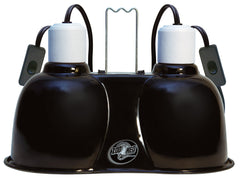 Zoo Med combo mini deep-dome clamp lamp side view showing easy switches for safer heating control