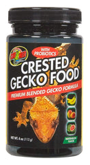 Zoo Med crested gecko food jar, watermelon and tropical flavors, supports digestion and healthy growth.