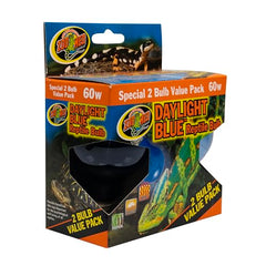 Zoo Med daylight blue reptile bulb 60W close-up reveals durable design for reliable terrarium lighting
