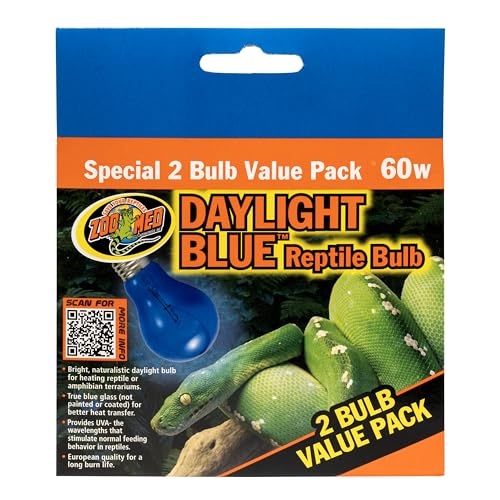 Zoo Med daylight blue reptile bulb blue-hue effect highlights lighting for diurnal reptiles