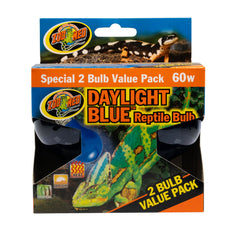Zoo Med daylight blue reptile bulb packaging shows three boxes for convenient replacement lighting