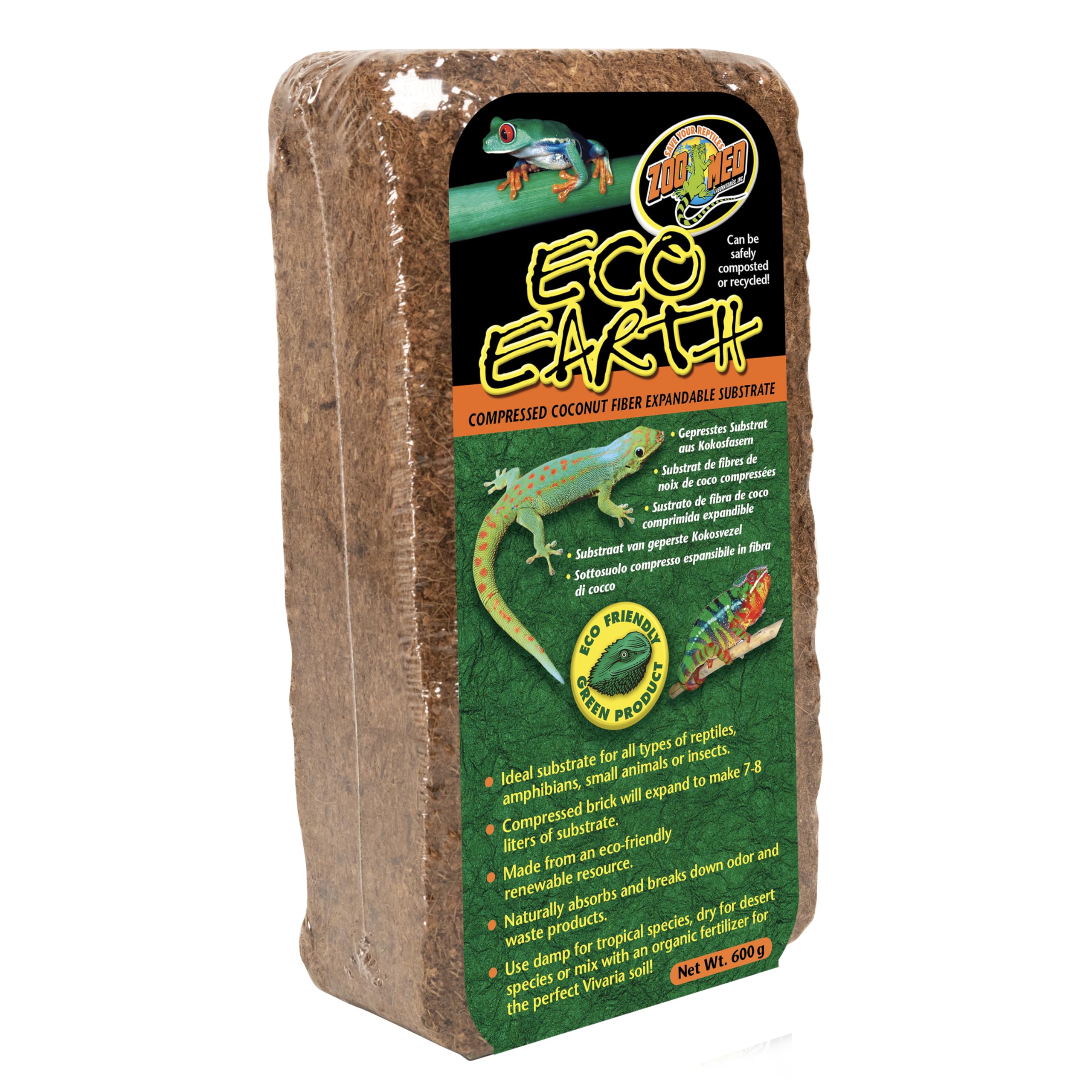 Zoo Med Eco Earth brick expands to 7–8 liters for large terrariums