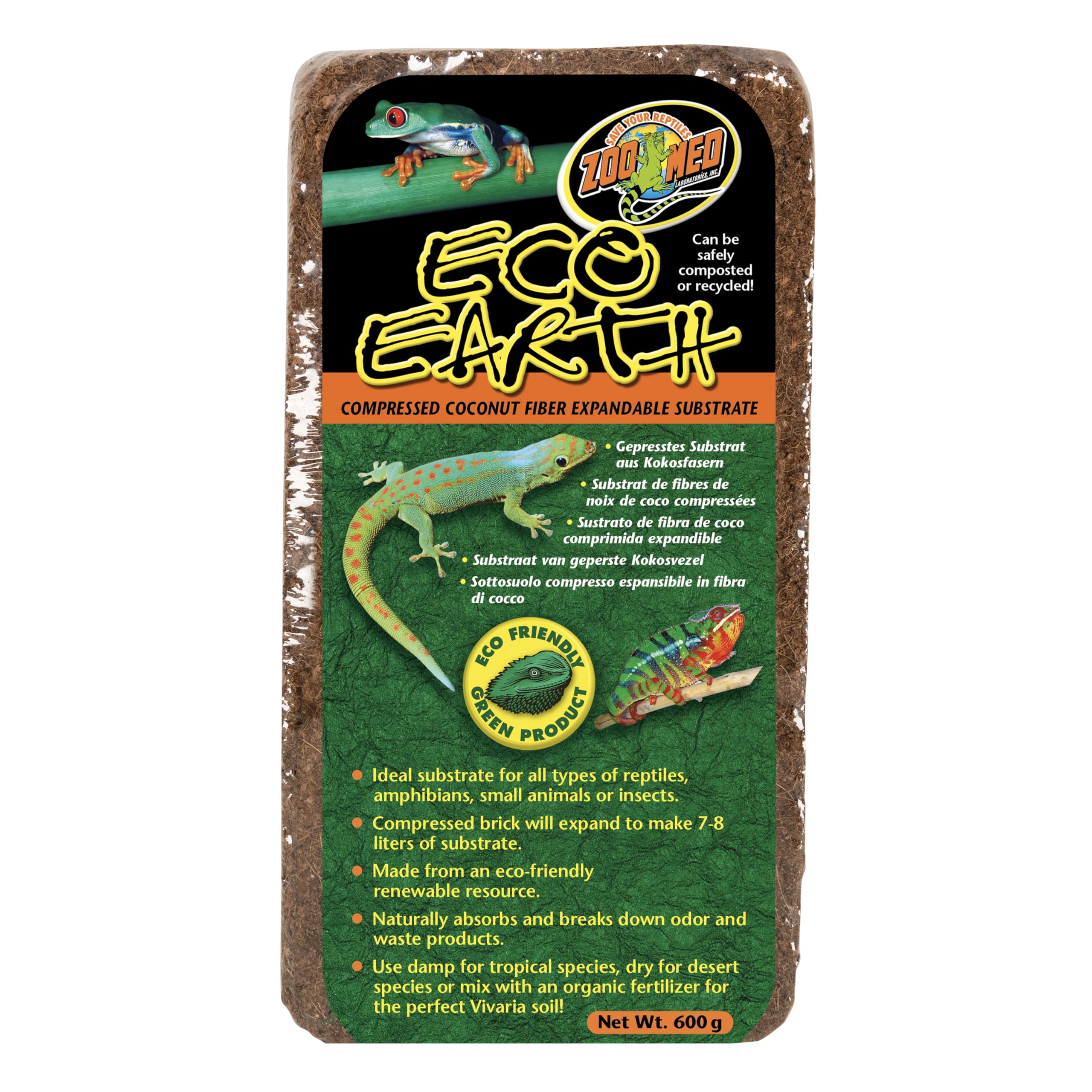 Zoo Med Eco Earth compressed brick pack ready to expand for reptile habitats