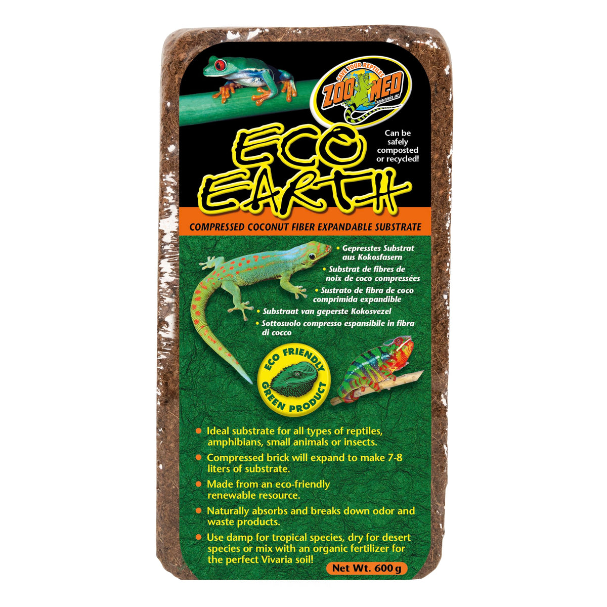 Zoo Med Eco Earth compressed brick pack ready to expand for reptile habitats
