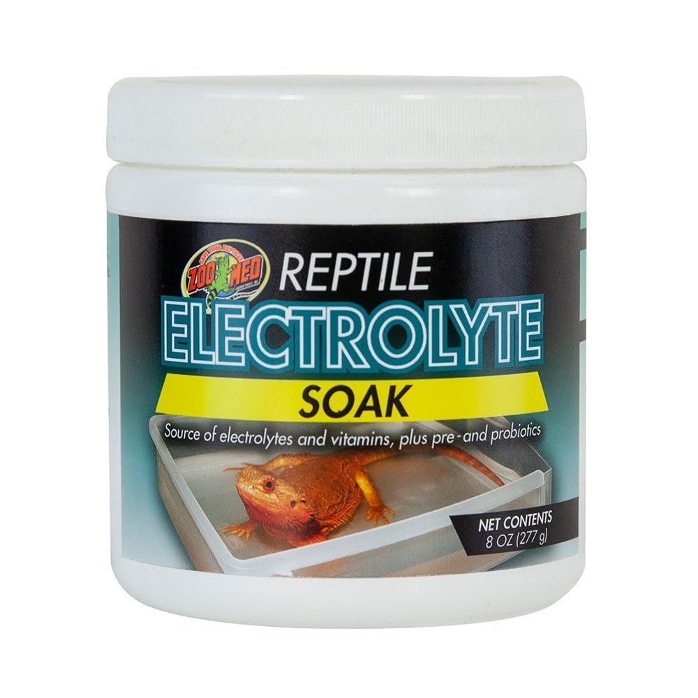 Zoo Med Electrolyte Soak bottle highlights hydration support for reptiles during recovery