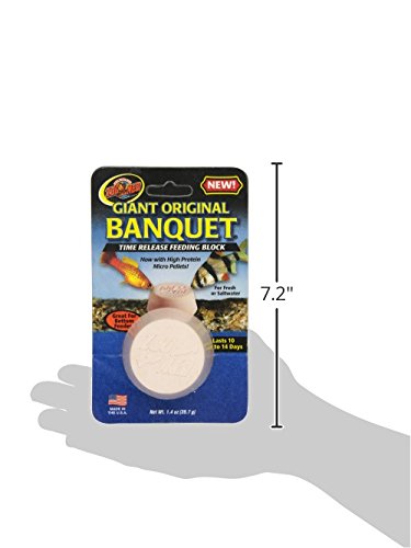 Zoo Med Giant Banquet Block Feeder in tank view—fresh or saltwater compatible.