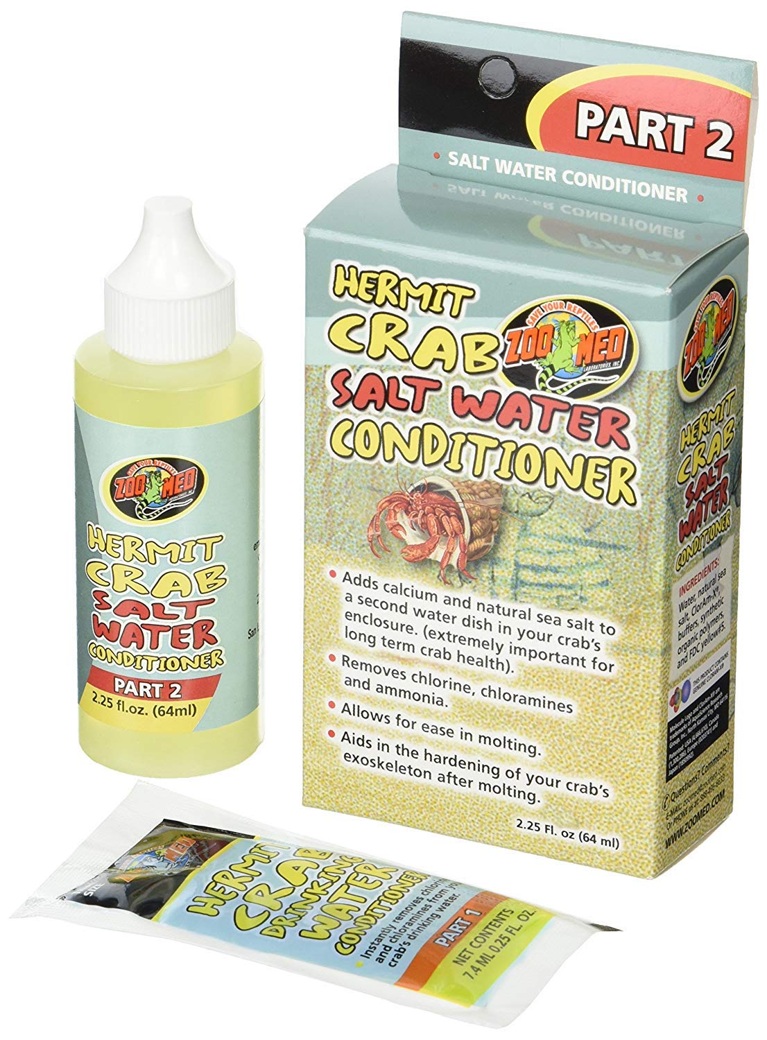 Zoo Med conditioner in enclosure demonstrates ready-to-use water for healthy exoskeletons.