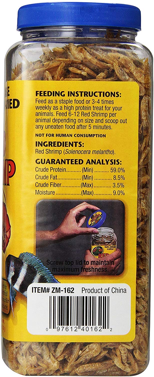 Zoo Med Large Sun-Dried Red Shrimp pack 4 ready-to-use treats for invertebrates and big fish