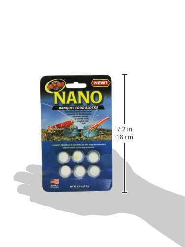 Zoo Med nano banquet block mini-pack image showing water-friendly formula that won't cloud tanks.