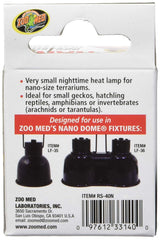 Zoo Med nano infrared heat lamps closeup highlighting compact design for hatchling reptiles.