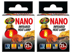 Zoo Med nano infrared heat lamp 25W 2-pack for nocturnal reptile warmth and observation