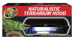 Zoo Med Naturalistic Terrarium Hood 12-inch front view with built-in reflector for even heat and UVB coverage