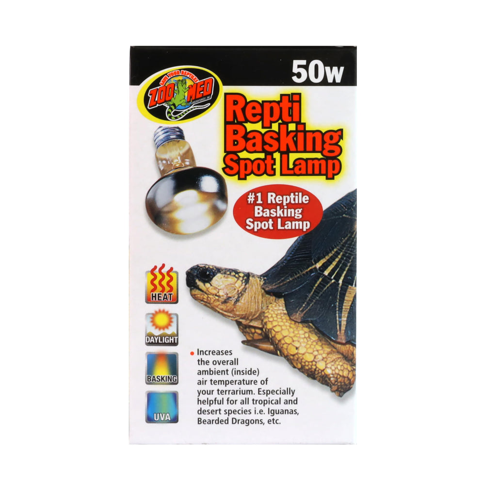 Zoo Med Repti Basking Lamp heat coverage shows enhanced ambient temperature.