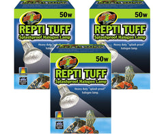 Zoo Med Repti Tuff splashproof lamp 50W enhances colors for reptiles.