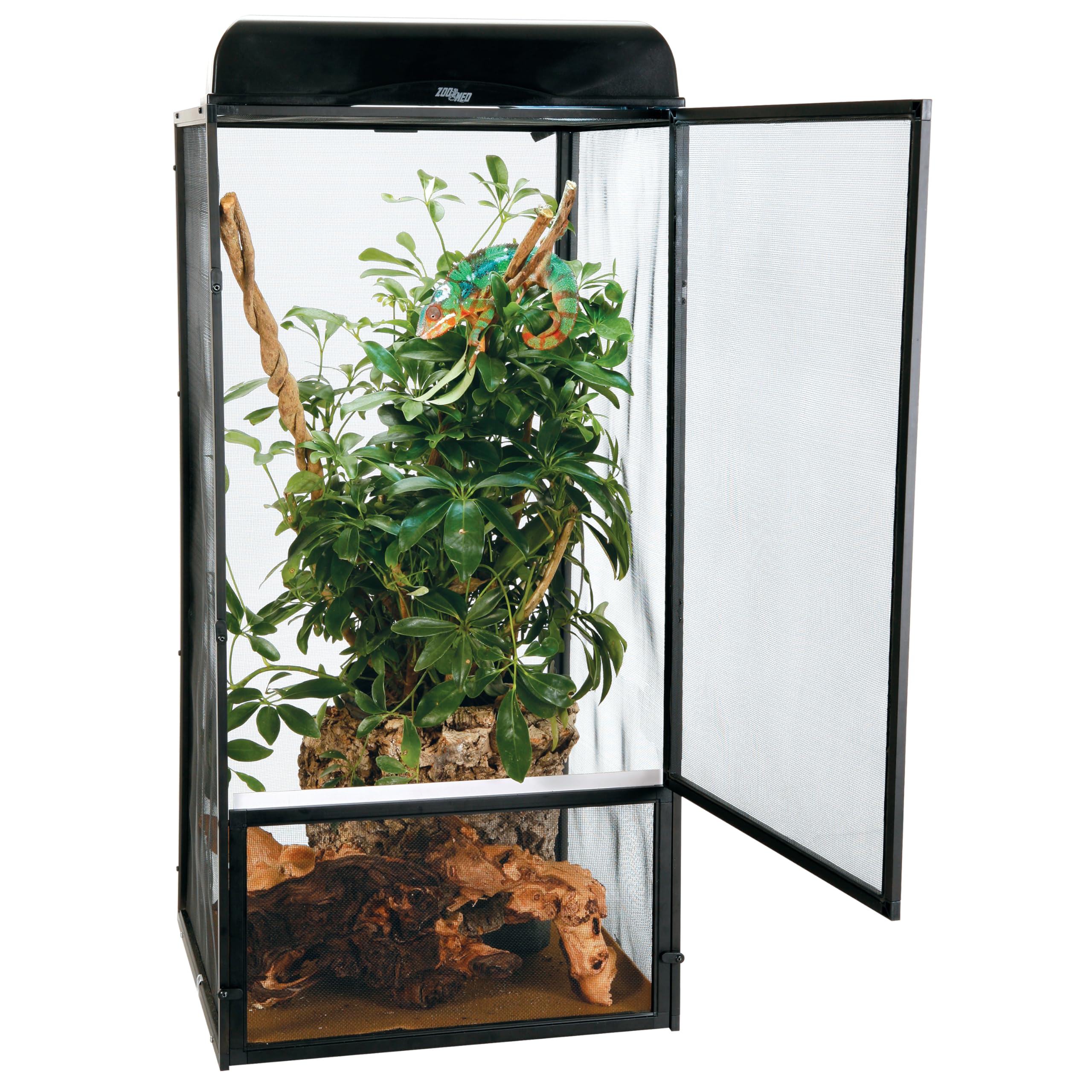 Zoo Med ReptiBreeze assembled showing durable aluminum frame and open-air design.