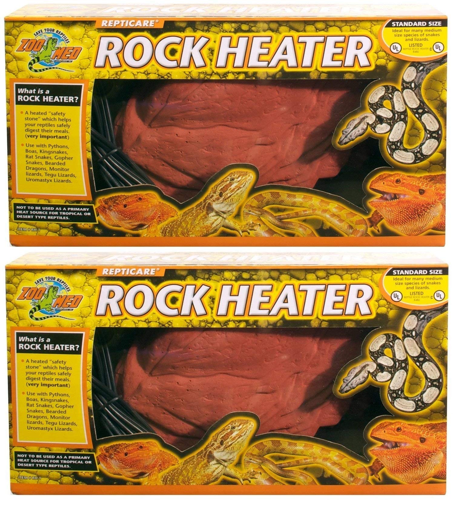 Zoo Med ReptiCare rock heaters mini 5W duo offer warm basking spots for small reptiles.