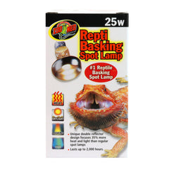 Zoo Med Reptile Basking Spot Lamp 25W emits UVA rays for reptile comfort and basking.