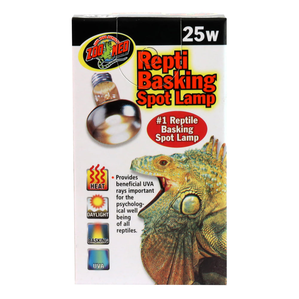 Zoo Med Reptile Basking Spot Lamp 25W features a tighter beam for defined basking sites.