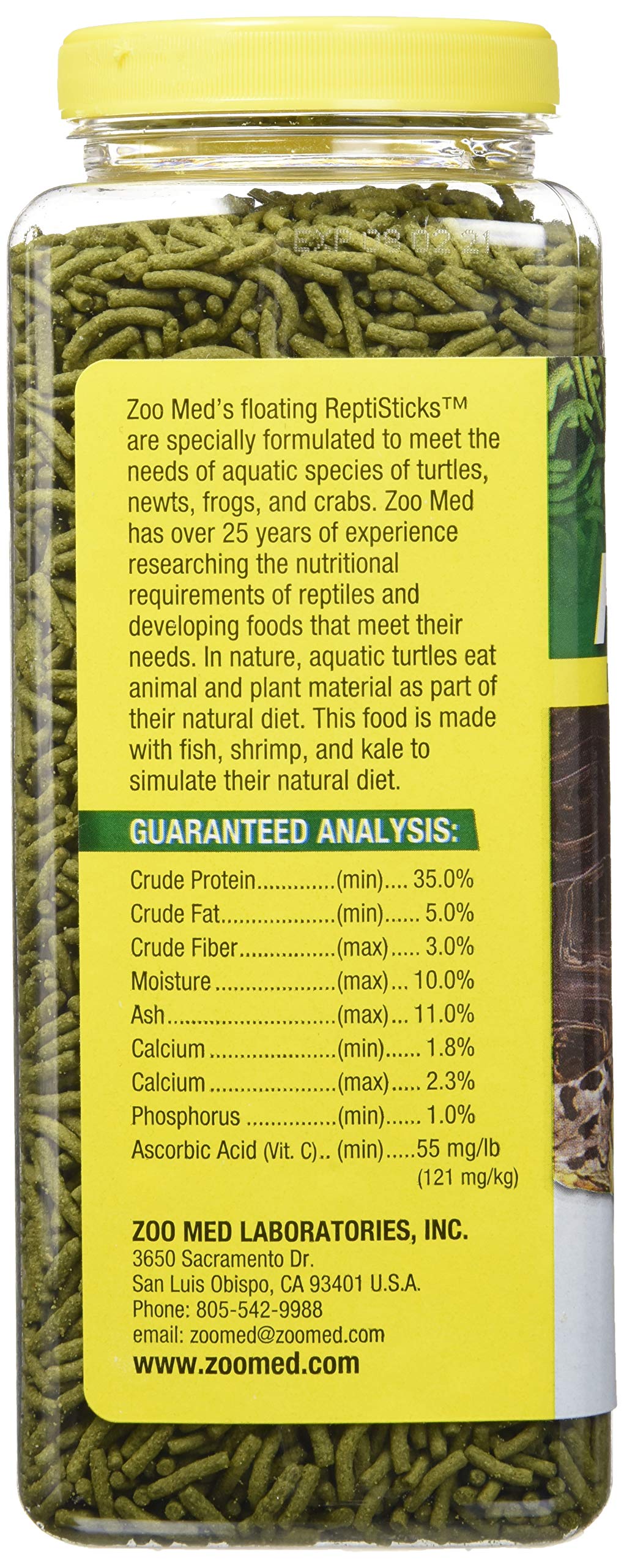 Zoo Med ReptiSticks floating aquatic turtle food image depicting surface feeding for natural diet.