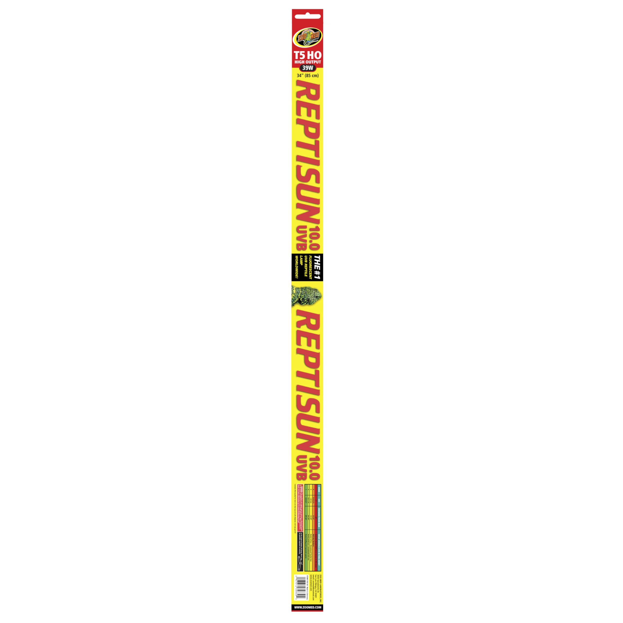 Zoo Med Reptisun 34-inch UVB 2-pack packaging labeled for high-output performance in enclosures.