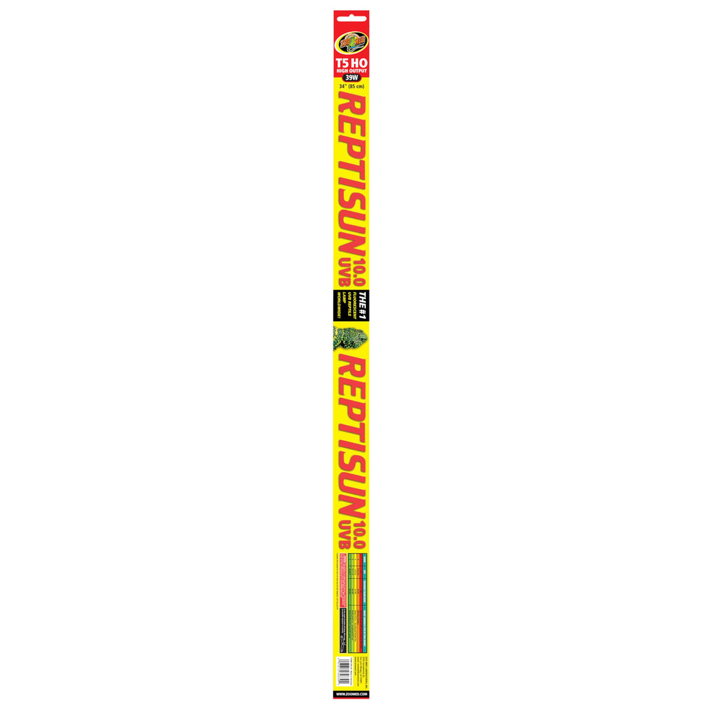 Zoo Med Reptisun 34-inch UVB 2-pack packaging labeled for high-output performance in enclosures.