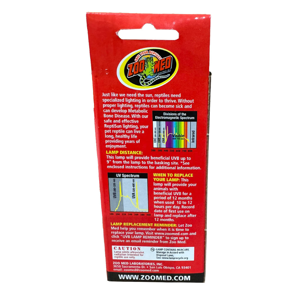 Zoo Med Reptisun 5.0 Mini in-tank setup, angled orientation supports flexible positioning.