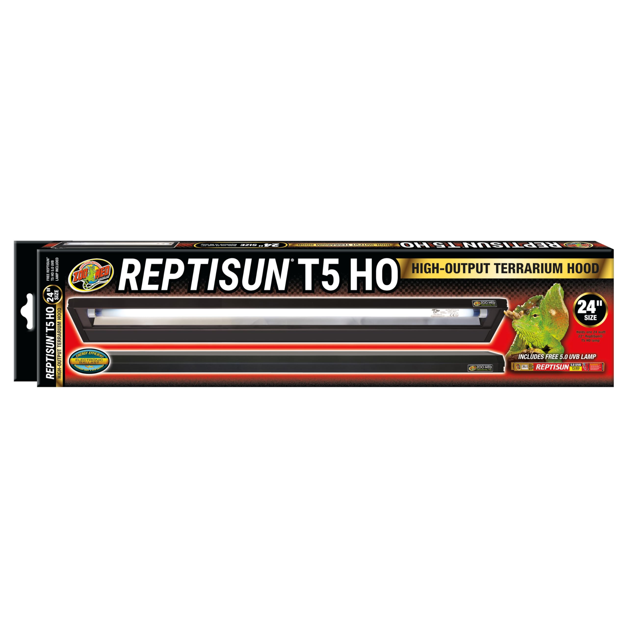Zoo Med Reptisun T5 Ho terrarium hood, top view, enhances UVB exposure for reptile health.