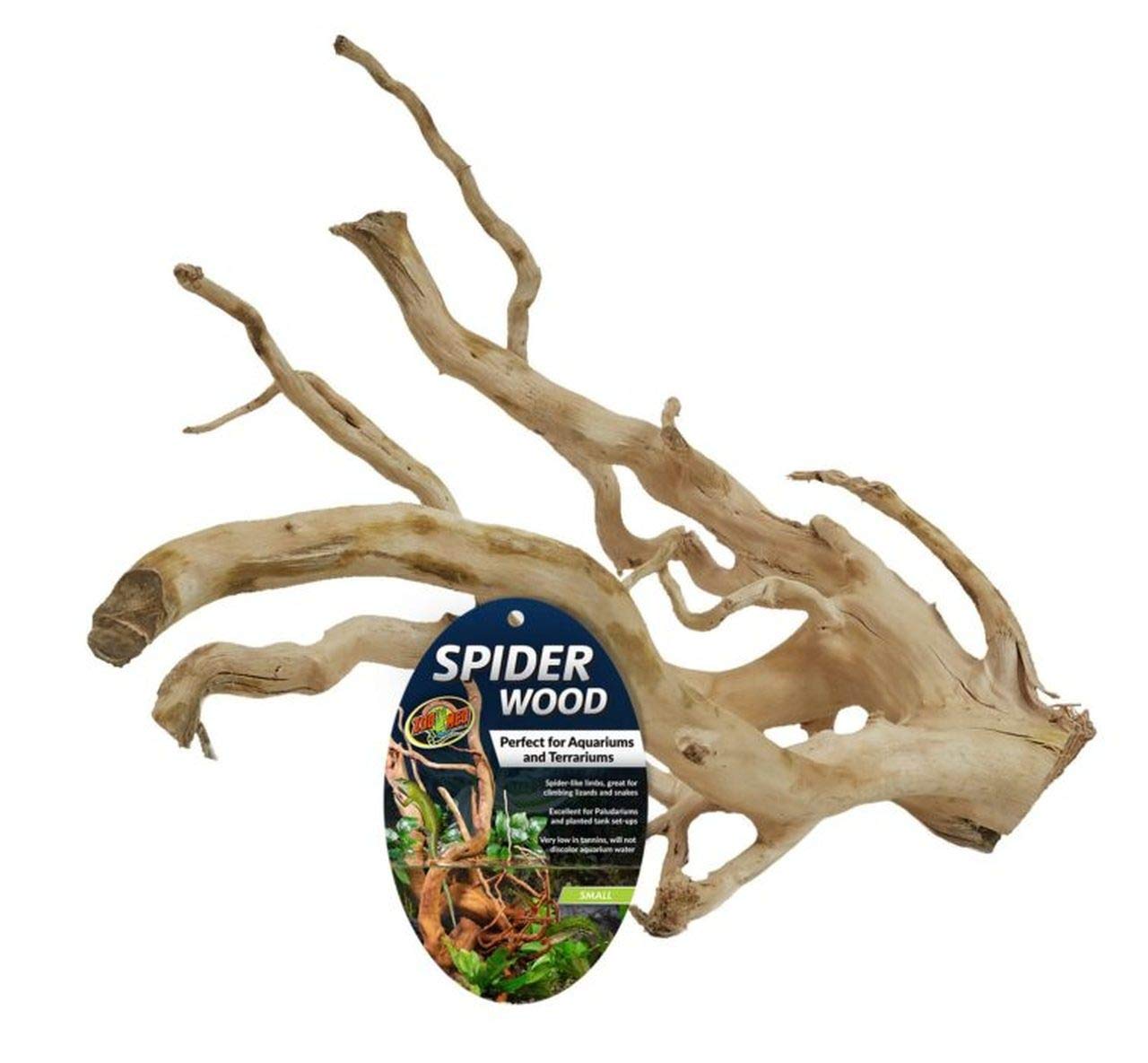 Zoo Med Spider Wood 8-12in SM provides climbing-friendly natural wood for paludariums and planted tanks.