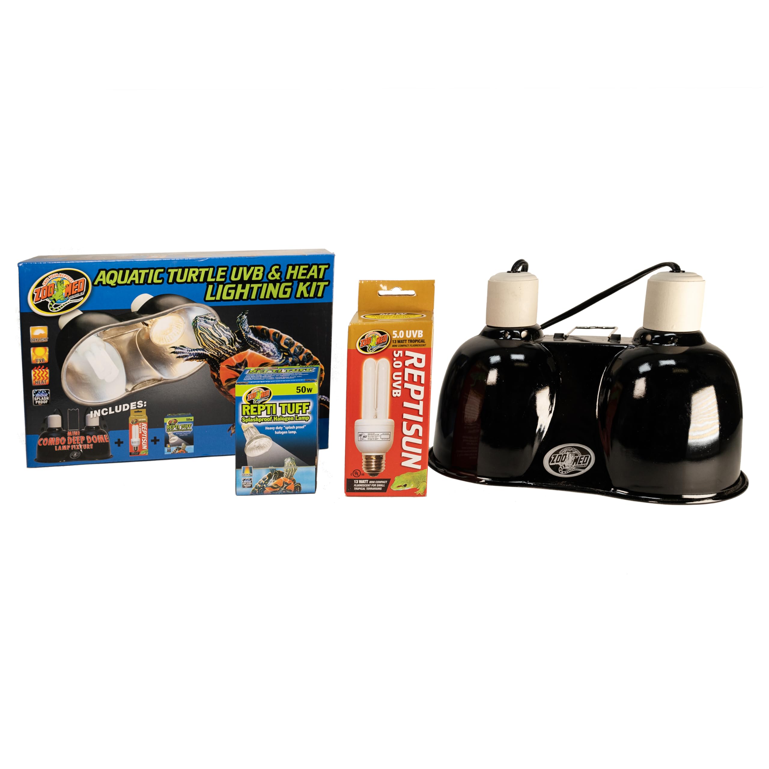 Zoo Med splashproof-halogen-lamp resists splashes in aquatic habitats.