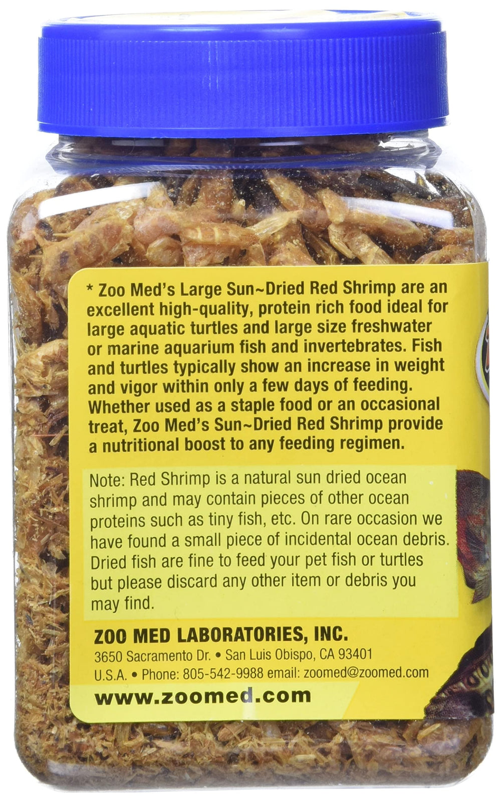 Zoo Med sun-dried large red shrimp ingredients highlight no additives or preservatives.