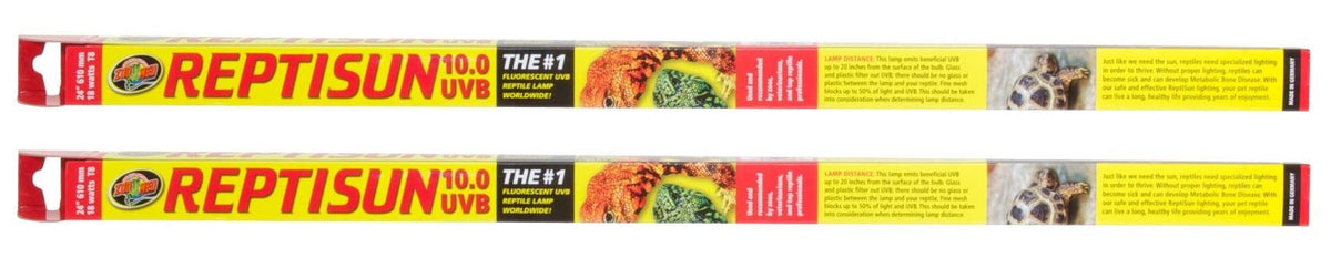 Zoo Med T8 ReptiSun 10.0 UVB 24-inch light for reptiles supporting shell health and basking.