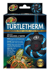 Zoo Med TurtleTherm submersible heater with safety shut-off for safe maintenance.