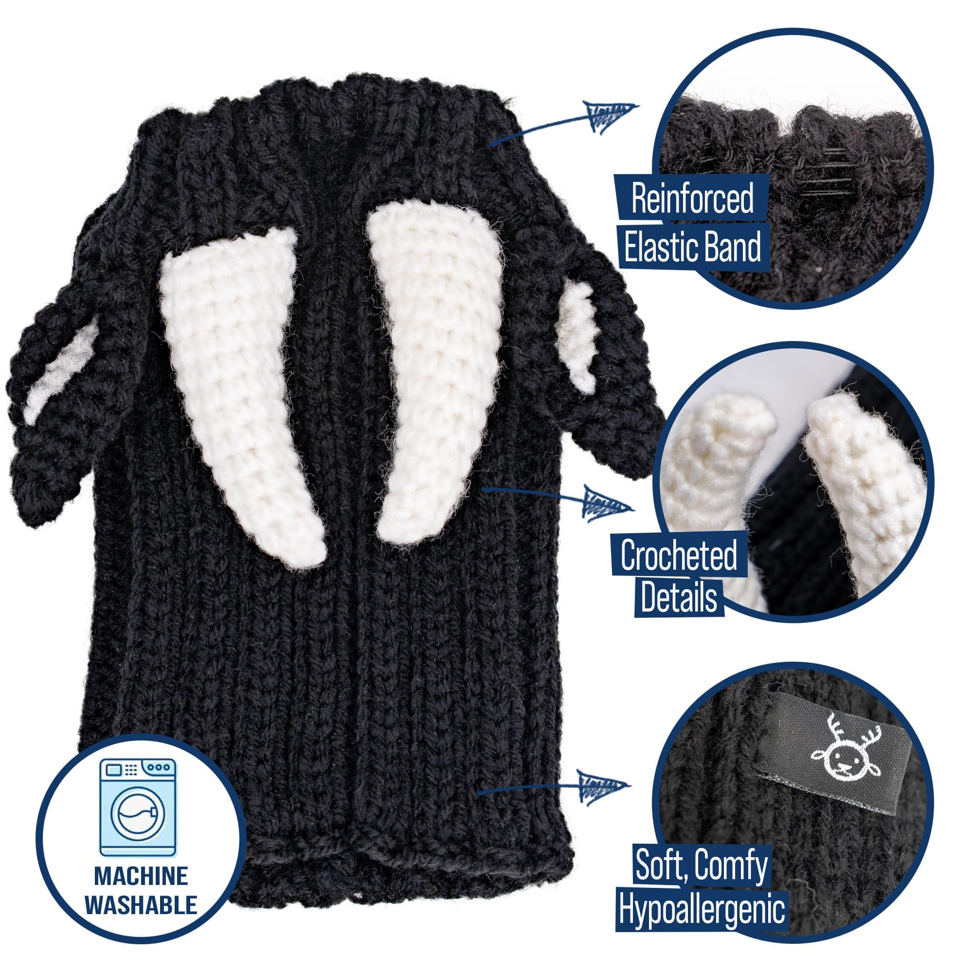 Zoo Snoods Bull Costume large-size-fit-dog demonstrates neck circumference 18-26 inches.