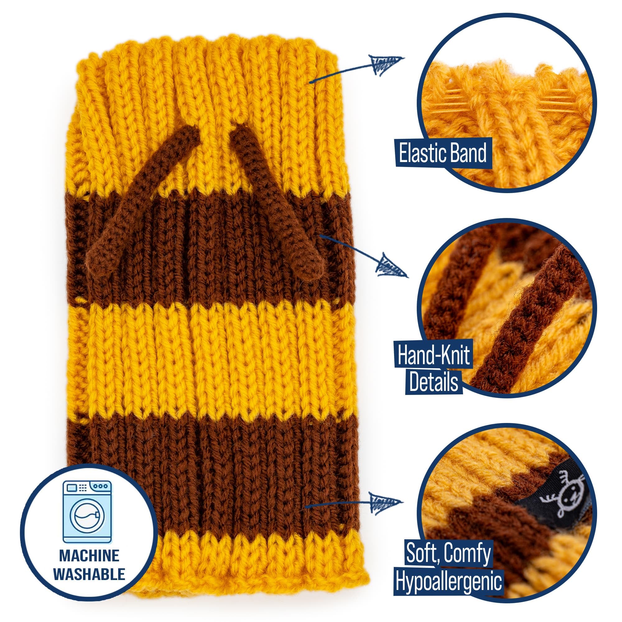 Zoo Snoods Bumble Bee Costume elastic neck band demonstrates adjustable fit