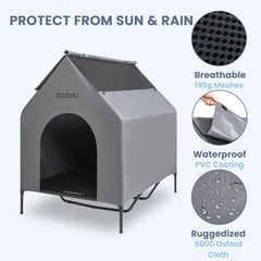 Zooba 48 XL outdoor dog house side view highlighting elevated shelter for comfort.