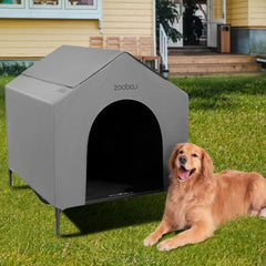 Zooba outdoor dog house 42-inch structure offering secure shelter for large breeds.