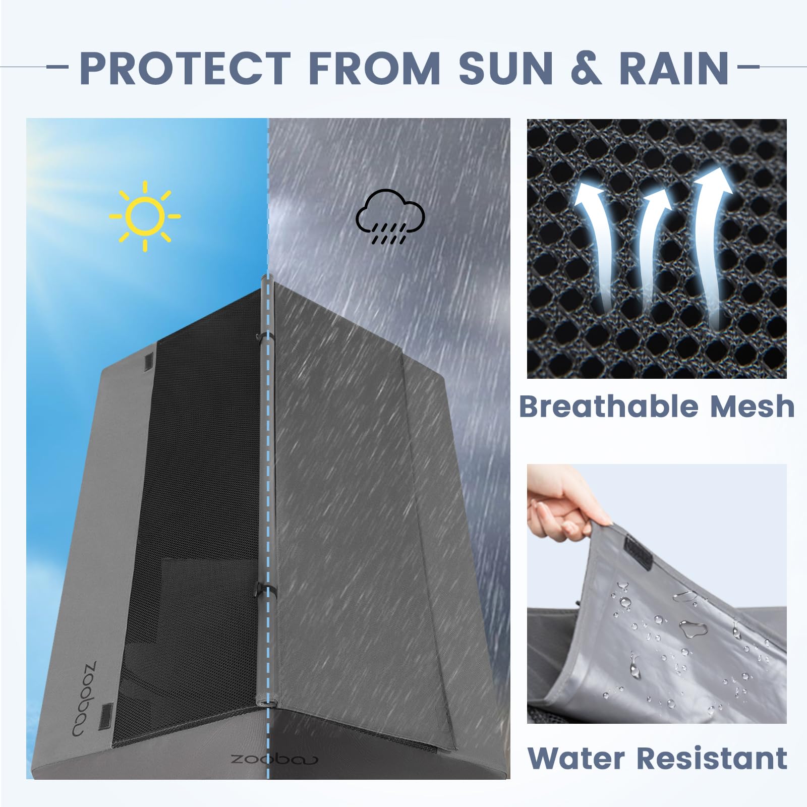 Zooba 2x1 Textilene elevated bed delivers breathable comfort and easy cleaning.