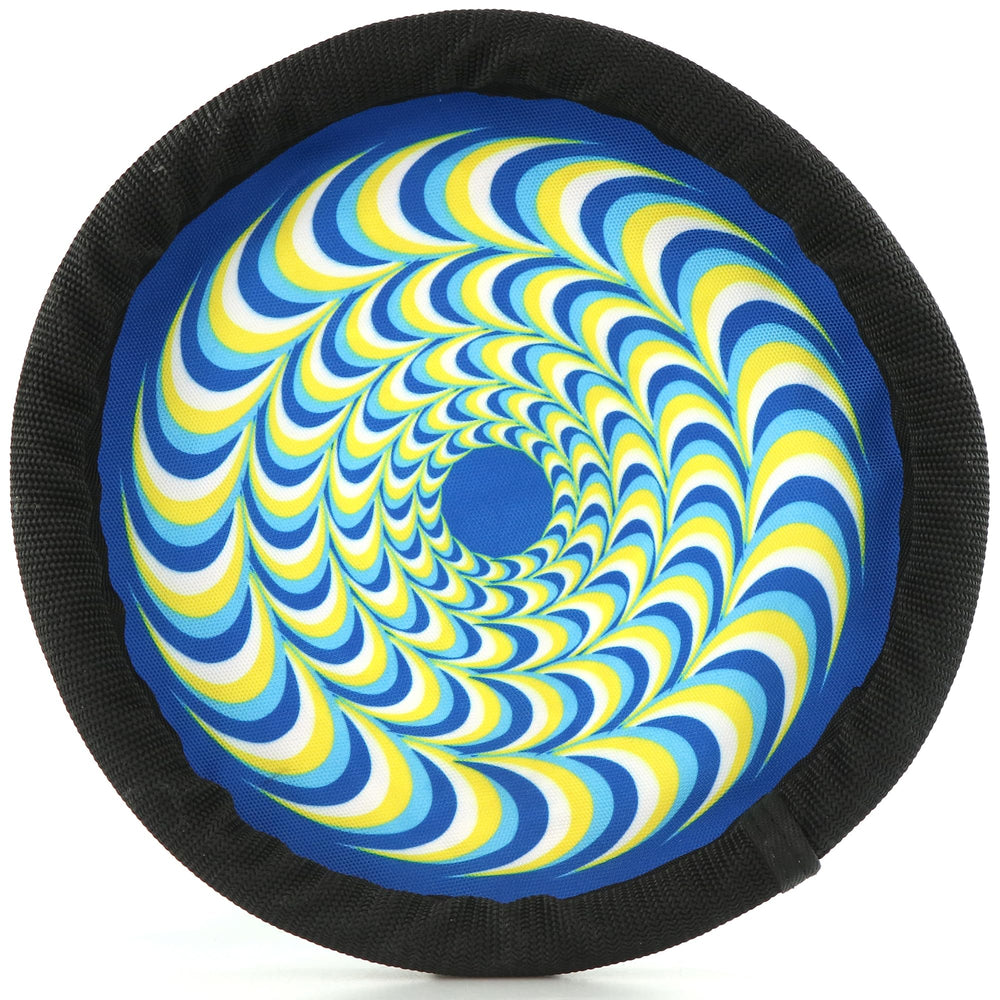 ZooBee floating disc in water with dogs enjoying pool fetch.