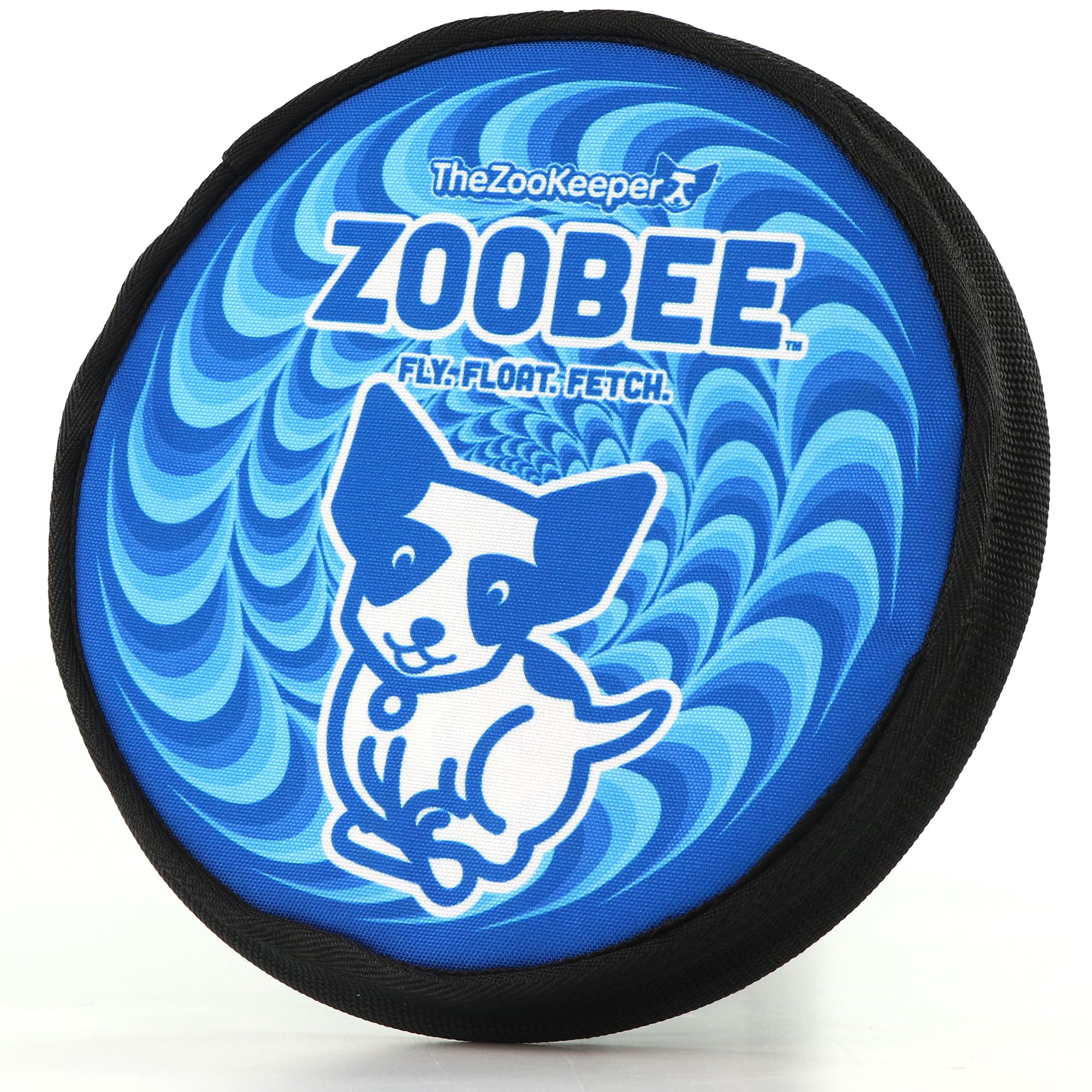 ZooBee flying disc dog toy in action for long-distance outdoor fetch.
