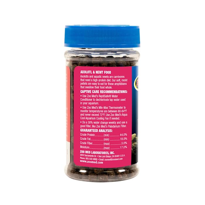 Zoo Med axolotl food portion serving shows portion control to reduce waste.